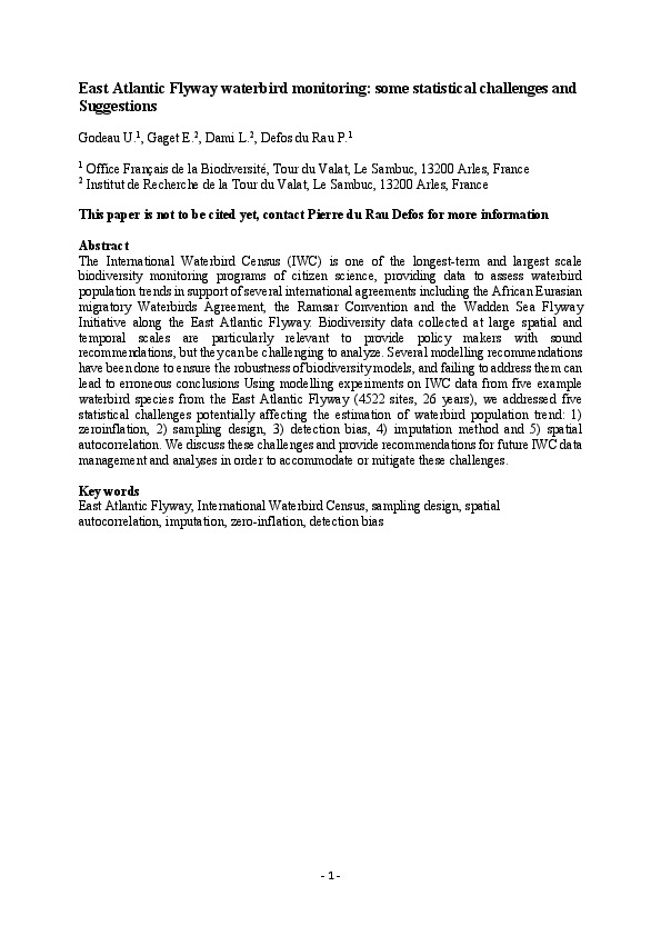 East Atlantic Flyway waterbird monitoring: some statistical challenges and suggestions